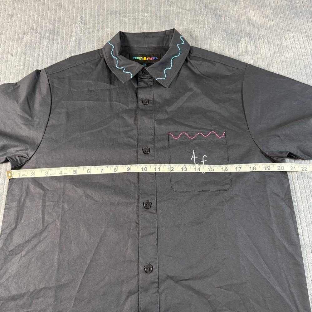 Teddy Fresh Black Bouquet Button Down Shirt Flowers Euc Mens Xs View 5